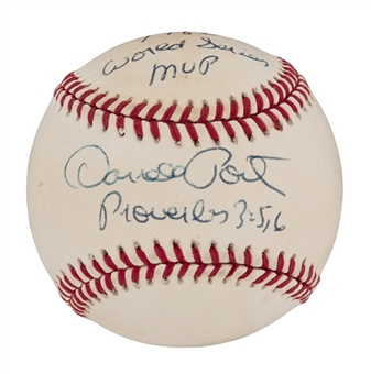 Darrell Porter Signed and Inscribed Official Leonard Coleman National League Baseball (JSA)
